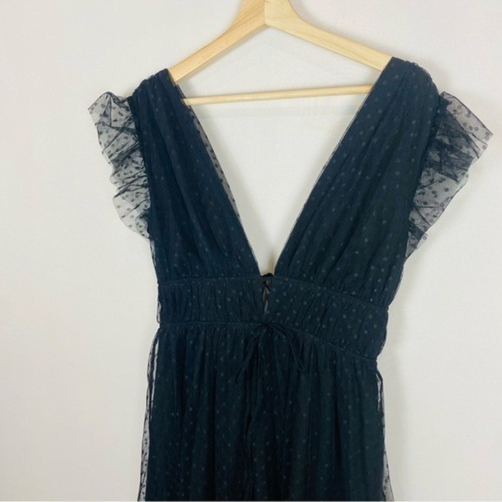Lulus Yours Evermore Black Swiss Dot Ruffled‎ Midi Dress Size Medium - Picture 7 of 10